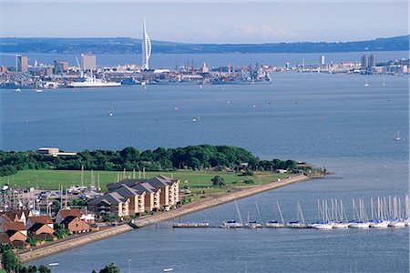 portsmouth - View from Portsdown Hill towards city and Spinnaker Towr, Portsmouth, Hampshire, England, United Kingdom, Europe Stock Photo - Rights-Managed, Code: 841-02713325