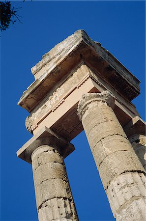 simsearch:841-03030577,k - Low angle view of columns on the Rhodes Acropolis at Monte Smith on the island of Rhodes, Dodecanese, Greek Islands, Greece, Europe Stock Photo - Rights-Managed, Code: 841-02713578