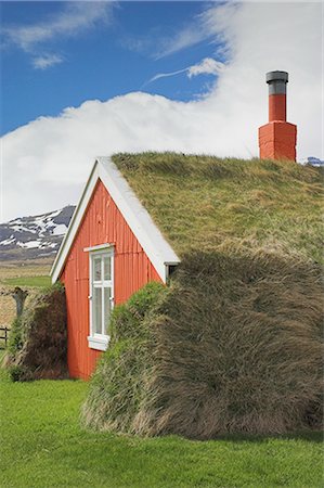 Lindarbakki turf house at Bakkagerdi, Borgarfjordur eystri North East area, Iceland, Polar Regions Stock Photo - Rights-Managed, Code: 841-02713839