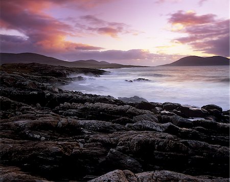 sound of taransay - Sunset over the Sound of Taransay, Chaipaval Hill in the distance, South Harris, Harris, Outer Hebrides, Scotland, United Kingdom, Europe Stock Photo - Rights-Managed, Code: 841-02720434