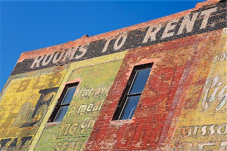 Faded murals on the Grand Hotel, National Historic District, Butte, Montana, United States of America, North America Stock Photo - Rights-Managed, Code: 841-02721076