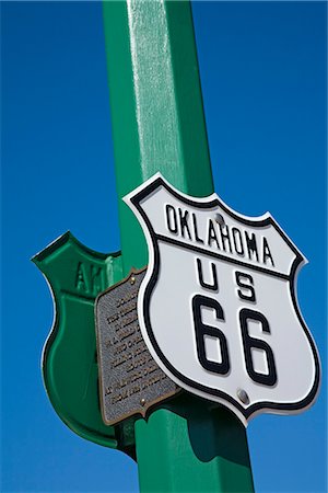 route street signs - Route 66 sign, Chandler City, Oklahoma, United States of America, North America Stock Photo - Rights-Managed, Code: 841-02721237