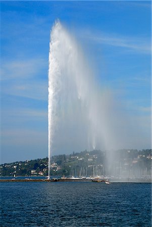 Jet d ' Eau (Wasser-Brunnen), Genf, Schweiz, Europa Stockbilder - Lizenzpflichtiges, Bildnummer: 841-02721436