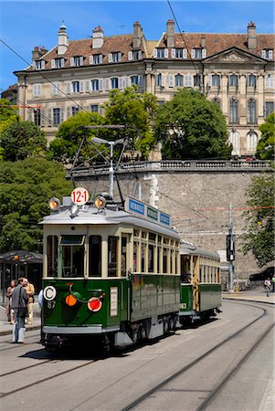 Vintage trams, Place de Neuve, Geneva, Switzerland, Europe Stock Photo - Rights-Managed, Code: 841-02721442