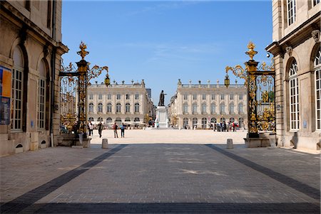 fountain plaza statue - Gilded wrought iron gates by Jean Lamor, Place Stanislas, UNESCO World Heritage Site, Nancy, Lorraine, France, Europe Stock Photo - Rights-Managed, Code: 841-02721566