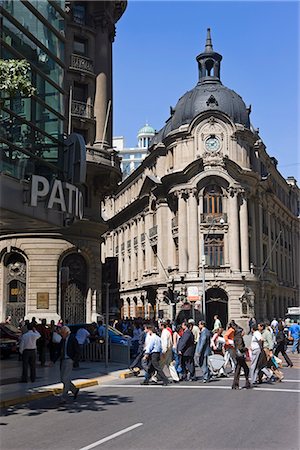 santiago (capital city of chile) - Architecture sur la principale rue commerçante, Paseo Ahumada, Santiago Centro, Santiago, Chili, Amérique du Sud Photographie de stock - Rights-Managed, Code: 841-02722240