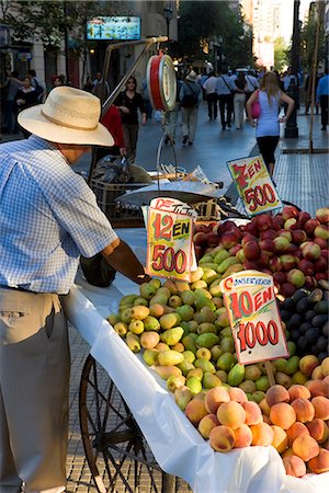 santiago (capital city of chile) - Stall selling fruit in central Santiago on Avenue O'Higgins, Santiago, Chile, South America Stock Photo - Rights-Managed, Code: 841-02722262