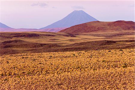 The altiplano at an altitude of over 4000m looking towards Volcan Chiliques at 5727m, Los Flamencos National Reserve, Atacama Desert, Antofagasta Region, Norte Grande, Chile, South America Stock Photo - Rights-Managed, Code: 841-02722349