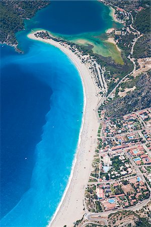 Luftbild von Blue Lagoon und Strand Belcekiz, Ölüdeniz nahe Fethiye, Mittelmeer-Küste (Türkis-Küste), Anatolien, Türkei, Kleinasien, Eurasien Stockbilder - Lizenzpflichtiges, Bildnummer: 841-02722368