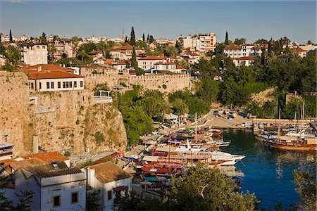 Elevated view over the Marina and Roman Harbour in Kaleici, Old Town, Antalya, Anatolia, Turkey, Asia Minor, Eurasia Stock Photo - Rights-Managed, Code: 841-02722422