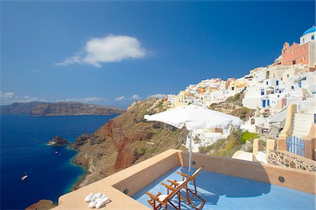 Terrasse à Oia, Santorin, Cyclades, îles grecques, Grèce, Europe Photographie de stock - Rights-Managed, Code: 841-02722547