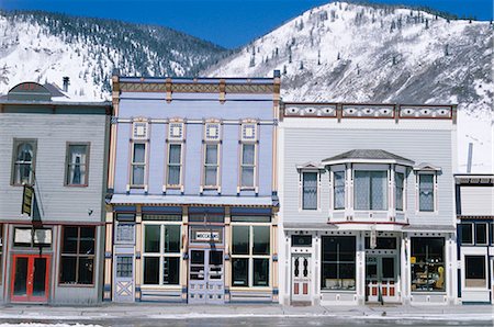 Colourful shop fronts on Greene Street in Old West style mining town of Silverton in the San Juan Range of the Rocky Mountains, Silverton, Colorado, United States of America (U.S.A.), North America Stock Photo - Rights-Managed, Code: 841-02722896