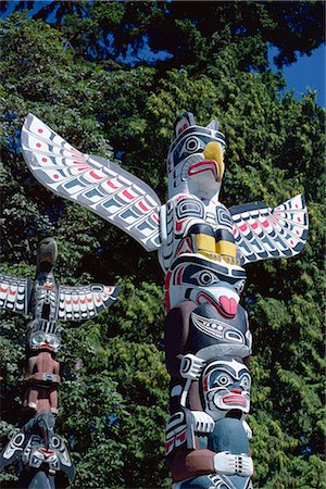 Totems, Stanley Park, Vancouver, Colombie-Britannique, au Canada, en Amérique du Nord Photographie de stock - Rights-Managed, Code: 841-02824687