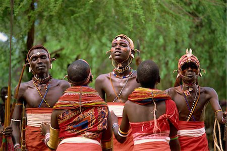 Samburu warriors dancing, Kenya, East Africa, Africa Fotografie stock - Rights-Managed, Codice: 841-02824856