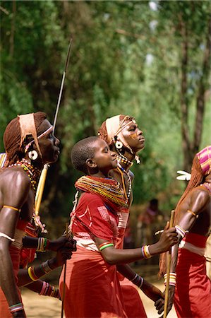 Samburu dancing, Kenya, East Africa, Africa Fotografie stock - Rights-Managed, Codice: 841-02824858