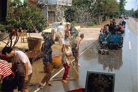 Water Festival at New Year, Chiang Mai, Thailand, Southeast Asia, Asia Foto de stock - Con derechos protegidos, Código: 841-02825092