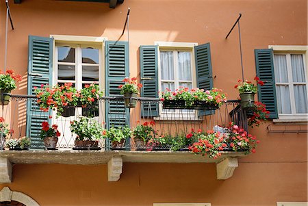 flowers european balcony - Orta San Guilio, Lake Orta, Piemonte, Italy, Europe Stock Photo - Rights-Managed, Code: 841-02825280