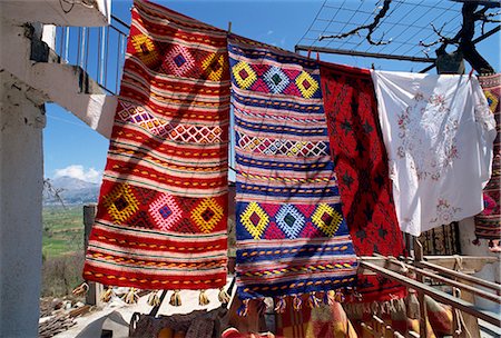 Textiles for sale in village near Lasithi Plateau, Crete, Greek Islands, Greece, Europe Stock Photo - Rights-Managed, Code: 841-02825363