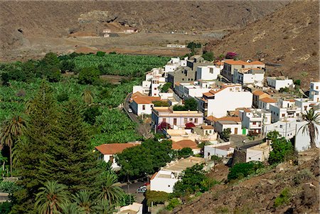 santiago island - Maisons à côté de bananeraies, Santiago, La Gomera, Iles Canaries, Espagne, océan Atlantique, l'Europe Photographie de stock - Rights-Managed, Code: 841-02825507