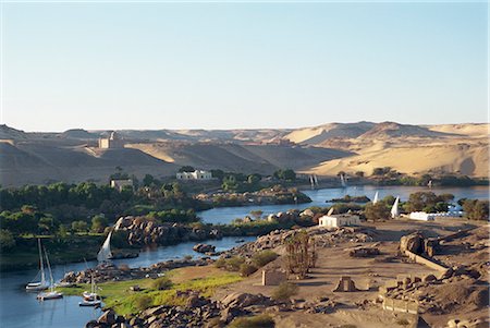 Elephantine Island from the Old Cataract Hotel, Aswan, Egypt, North Africa, Africa Stock Photo - Rights-Managed, Code: 841-02825983