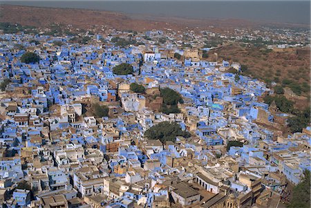 Vue du fort de maisons bleues des résidents de caste brahmane de ville, Jodhpur, Rajasthan État, Inde, Asie Photographie de stock - Rights-Managed, Code: 841-02826284