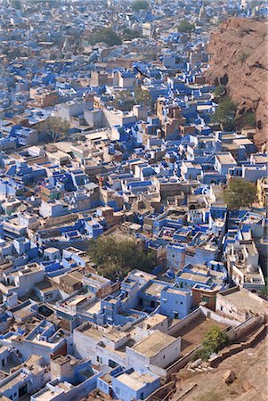Vue du fort de maisons bleues des résidents de caste brahmane de ville, Jodhpur, Rajasthan État, Inde, Asie Photographie de stock - Rights-Managed, Code: 841-02826283