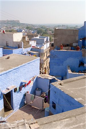 Maisons bleus typiques des résidents de caste brahmane de ville, Jodhpur, Rajasthan État, Inde, Asie Photographie de stock - Rights-Managed, Code: 841-02826292