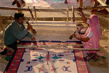 Weaving durries, near Jodhpur, Rajasthan state, India, Asia Stock Photo - Rights-Managed, Code: 841-02826312