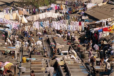 Ghâts Dhobi ou lessive, Mumbai (Bombay), Inde, Asie Photographie de stock - Rights-Managed, Code: 841-02830811