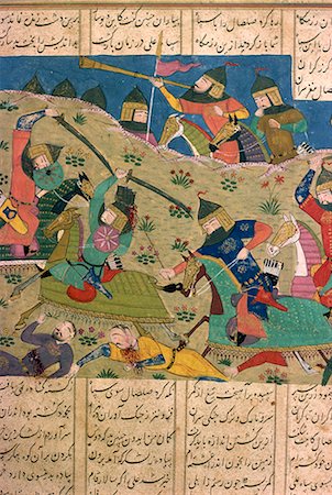 Manuscript showing battle, Khawian-Homo Decorative Arts Museum, Teheran, Iran, Middle East Stock Photo - Rights-Managed, Code: 841-02830995