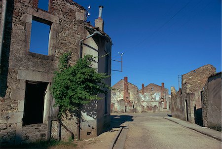 Oradour-sur-Glane, where 650 people were murdered by Germans in June 1944, the town was later burnt, Limousin, France, Europe Stock Photo - Rights-Managed, Code: 841-02831096