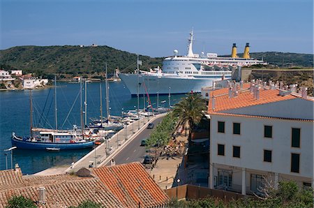 Cruise ship entering harbour, Mahon, Minorca, Balearic Islands, Spain, Mediterranean, Europe Stock Photo - Rights-Managed, Code: 841-02831214
