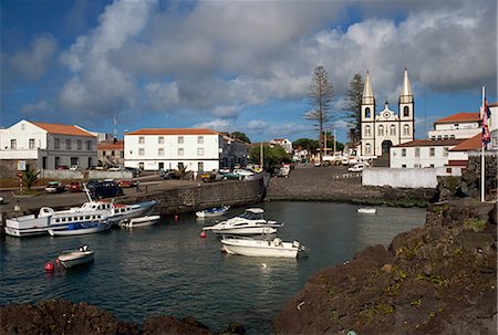 pico island - Harbour and church, Madalena, Pico, Azores, Portugal, Atlantic, Europe Foto de stock - Con derechos protegidos, Código: 841-02831272