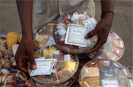 souvenir stall - Baskets of local spices for sale, Zanzibar, Tanzania, East Africa, Africa Stock Photo - Rights-Managed, Code: 841-02831447