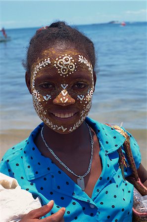 Teenager with painted face, Nosy Komba, Madagascar, Africa Foto de stock - Con derechos protegidos, Código: 841-02831454