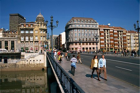 The Arenal bridge in the centre of the city of Bilbao, Pais Vasco, Spain, Europe Stock Photo - Rights-Managed, Code: 841-02831453