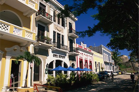 san juan puerto rico travel - Typical street in the Old Town, San Juan, Puerto Rico, Central America Stock Photo - Rights-Managed, Code: 841-02831589