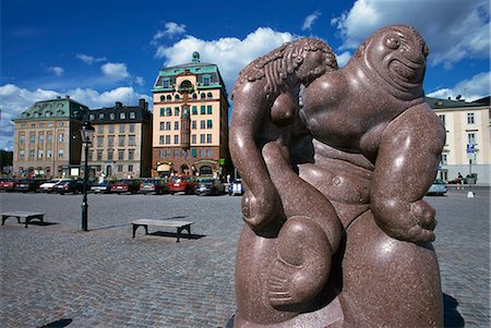 sirena - Seagod sculpture by Carl Milles, Skappsbron, Stockholm, Sweden, Scandinavia, Europe Fotografie stock - Rights-Managed, Codice: 841-02831650