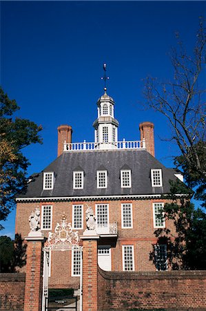 Governor's Palace, Georgian architecture in colonial Williamsburg, Virginia, United States of America, North America Stock Photo - Rights-Managed, Code: 841-02831776