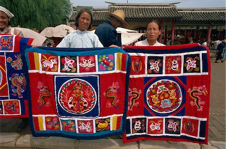 Women selling embroidered cloths, Xian, China, Asia Stock Photo - Rights-Managed, Code: 841-02832009