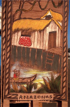 south america painting - Typical wood carvings, Manaus, Amazon, Brazil, South America Foto de stock - Con derechos protegidos, Código: 841-02832012