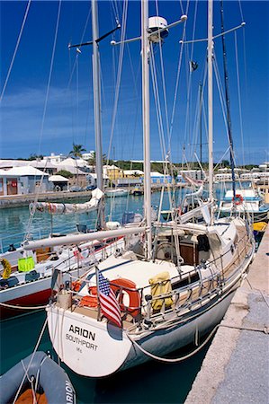 st george - Yacht moored in harbour, St. Georges, Bermuda, Atlantic Ocean, Central America Stock Photo - Rights-Managed, Code: 841-02832025