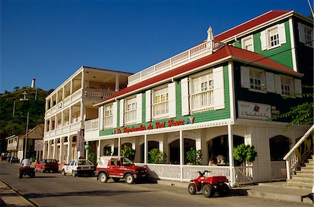 Hotel and restaurant, Gustavia, St. Barthelemy (St. Barts), Leeward Islands, West Indies, Caribbean, Central America Fotografie stock - Rights-Managed, Codice: 841-02832109