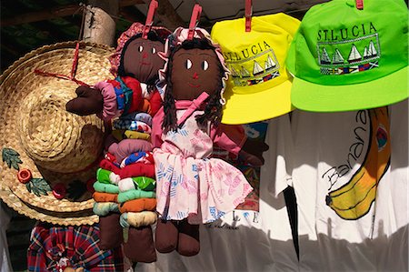 ste lucie - Chapeaux et souvenirs de poupée à vendre, Sainte-Lucie, îles sous-le-vent, Antilles, Caraïbes, Amérique centrale Photographie de stock - Rights-Managed, Code: 841-02832223