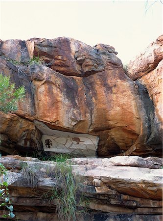 Restaurer les peintures aborigènes dans les falaises dans la Gorge Creek Manning, Gibb River Road, Kimberley, Australie occidentale, Australie, Pacifique Photographie de stock - Rights-Managed, Code: 841-02832425