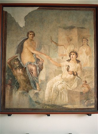 pompei - Fresco from Pompeii of Lo received by Isis at Canopus, Archaeological Museum, Naples, Italy, Europe Foto de stock - Con derechos protegidos, Código: 841-02832421