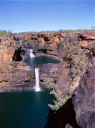 View of all four falls of the Mitchell Falls, Kimberley, Western Australia, Australia, Pacific Stock Photo - Rights-Managed, Code: 841-02832465