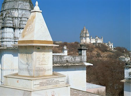 Jain temples on hillside, Sonagiri, Madhya Pradesh state, India, Asia Stock Photo - Rights-Managed, Code: 841-02832501