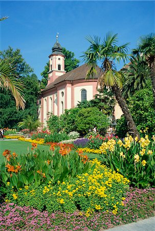 Church and gardens on Insel Mainau in Bavaria, Germany, Europe Stock Photo - Rights-Managed, Code: 841-02832771