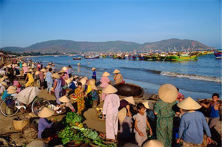 Daily fish market on beach, Quinhon City, Vietnam, Indochina, Southeast Asia, Asia Stock Photo - Rights-Managed, Code: 841-02899241